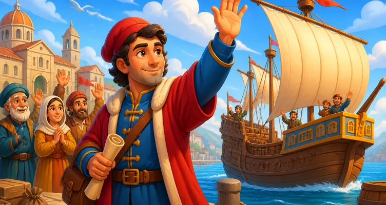 Début traditionnel du voyage de Marco Polo en Asie